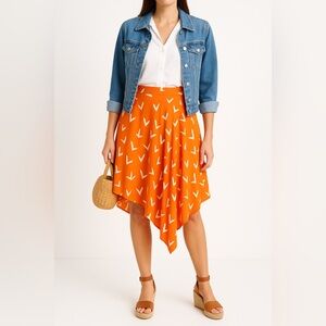Anthropologie Leifsdottir Scattered Wings Asymmetrical Skirt size 8